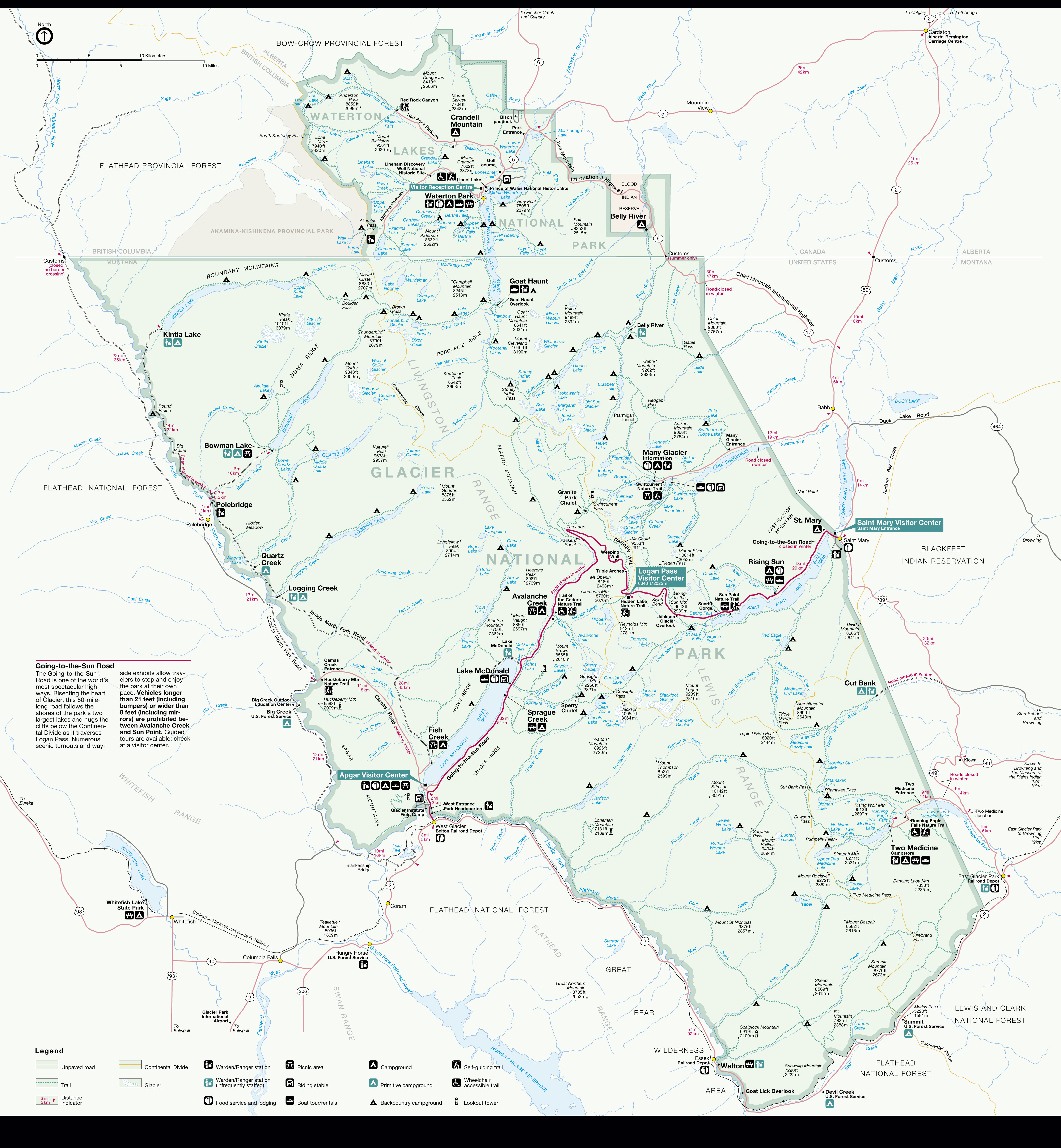 Printable Map Of Glacier National Park